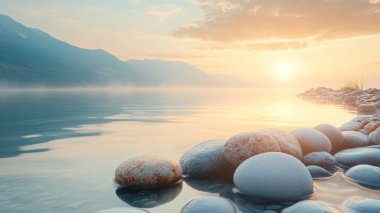 Gölün üzerinde güzel bir gün doğumu