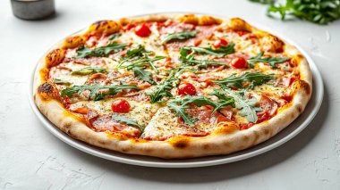 İtalyan pizzası ahşap masada.