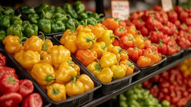 Markette taze kırmızı biber