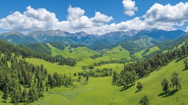 Sabahları dağların güzel manzarası