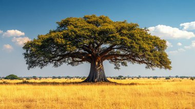 Afrika 'daki Afrika Ağacı. Arka planda büyük ağaçlar var..