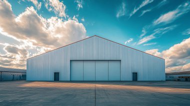 Bulutlu arkaplanda boş bir depo