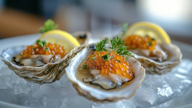 Tabakta lezzetli deniz ürünleri