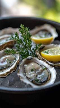 Buzlu taze istiridye.