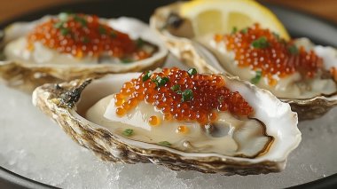 Lezzetli deniz mahsullü kırmızı havyar.