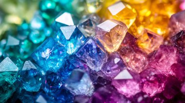 Farklı kristallere sahip güzel kristal taşlar.