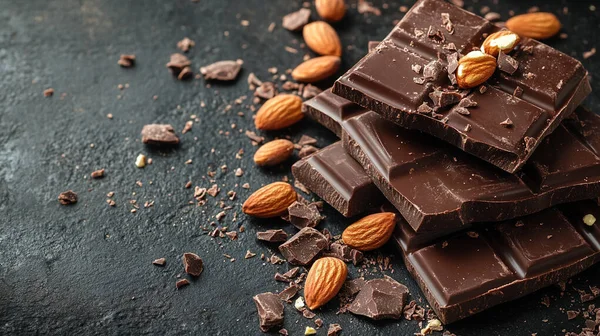 Badem ve fındıklı çikolata parçaları..