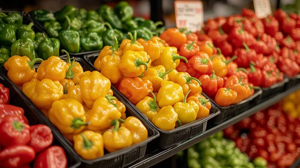 Markette taze kırmızı biber