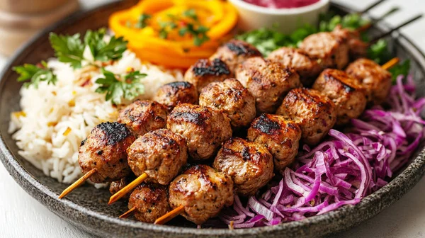 Sebzeli ve etli kebap.