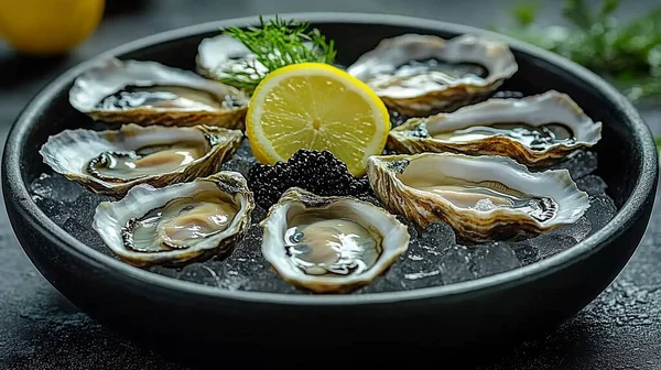 limon ve maydanoz taze istiridye.