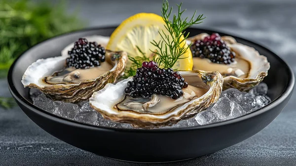 Buzlu ve otlu istiridye.