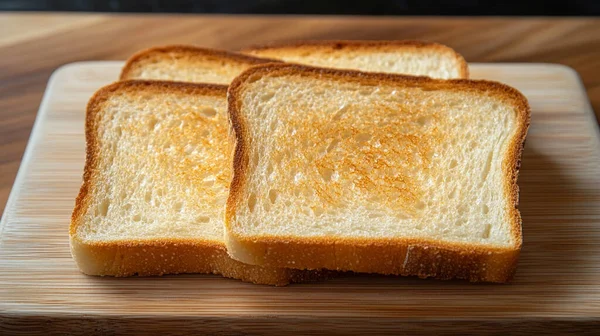 Tahta tabakta dilimlenmiş taze tost. Kahvaltı