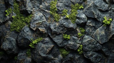 Yosun ve kayalar yosun ile kaplı, doğal doku.