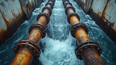 # Denizde eski paslı bir boru #