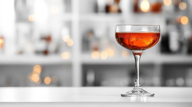 Tahta masada buzlu şarap kadehi.