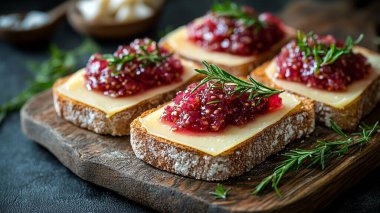 Süzme peynirli ve reçelli lezzetli sandviçler.