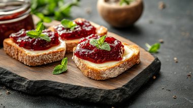 Reçelli tost, tost ve nane.