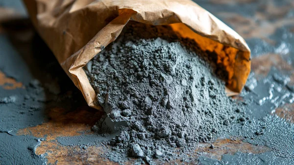 Eski beton zemindeki toz. Arka plan karanlık..