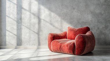 boş oturma odası iç tasarım ve modern kanepe, 3 boyutlu illüstrasyon