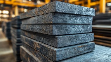 Depoda metal levha yığını