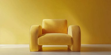 Ahşap koltuklu modern iç mekan. 3d oluşturma