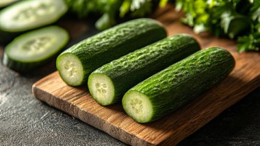 Siyah arka planda baharatlı salatalıklar..