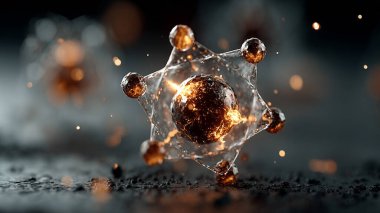 Bir kürenin uçan parçacıklarının 3 boyutlu çizimi.