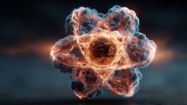 Parlayan parçacıklara sahip 3 boyutlu atomik parçacık oluşturma.