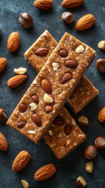 Ev yapımı fıstık ezmeli, bademli ve fıstıklı..