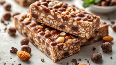 Fındıklı ve naneli çikolata parçaları.