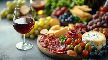 Masada şarap ve aperatifler var.