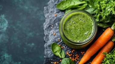 Taze sebze ve ıspanaklı ıspanak suyu.