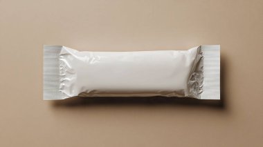 Gri arkaplanda yiyecek veya ambalaj için boş karton kutu, üst görünüm