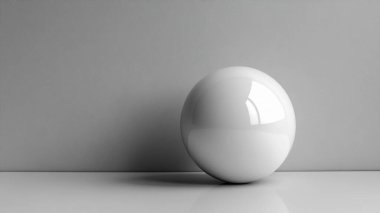 Stüdyo arka planında izole edilmiş beyaz bir kürenin 3 boyutlu görüntüsü.