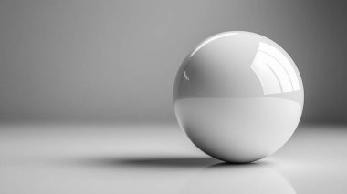 Gri arkaplanda kürenin beyaz 3d görüntülemesi