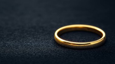 Koyu arkaplanda altın alyans, yakın plan.