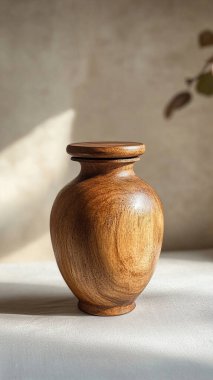 Hafif arkaplanda güzel doğal desenli kil vazo..