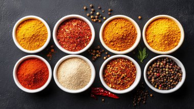 ahşap yüzey üzerinde çeşitli baharatlar