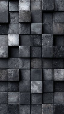 Siyah taş duvar arkaplanı. 3D görüntüleme, 3D resimleme.