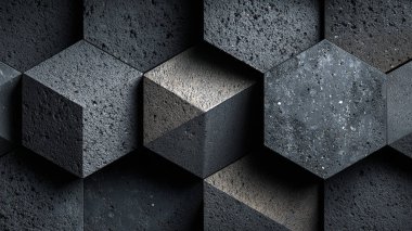 Koyu siyah taş duvar dokusu. soyut 3d illüstrasyon, 3d canlandırma