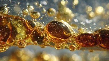 Baloncuklu buzdaki altın damlaları