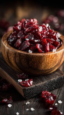 Bir kase kiraz reçeli, arka planda taze kirazlar, yakın plan.