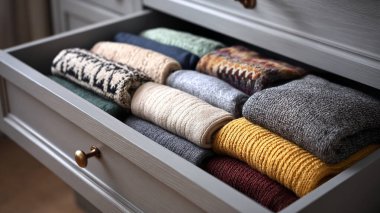 Rafta bir yığın farklı kıyafet var.