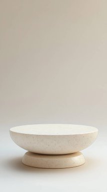 Gri arkaplanda boş podyumun 3 boyutlu canlandırması.