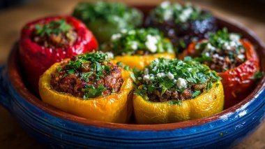 plaka üzerinde biber dolması