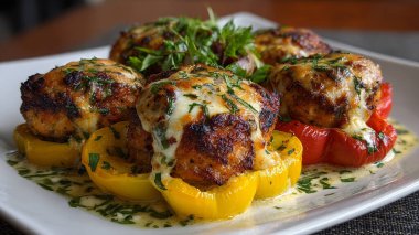 Pişmiş tavuk ve sebze.