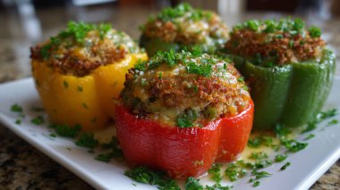 Peynirli ve biberli fırında kabak.