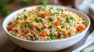 Bir kase pirinç, yakın plan.