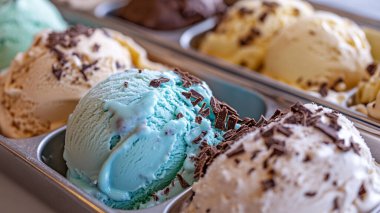 Dondurma kepçeleri cam kasede