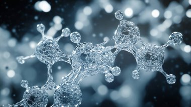 Ağ yapısını ve bağlantı elemanlarını birbirine bağlayan moleküllerin soyut 3 boyutlu canlandırması, geleceksel bağlantı arka planı. bağlantı yapısı ve veri bağlantısı. büyük veri görselleştirmesi.